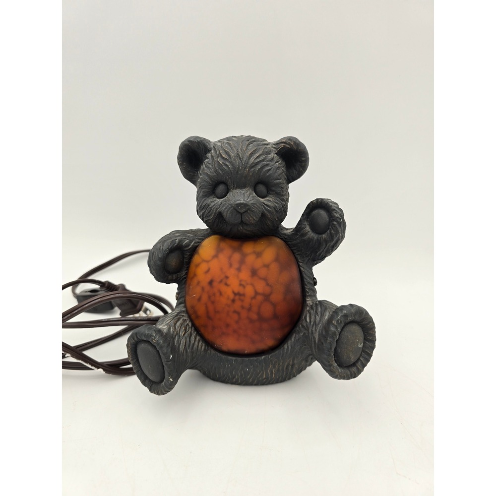Cheyenne Teddy Bear Accent table Lamp Black Amber night light Nursery‎ Decor